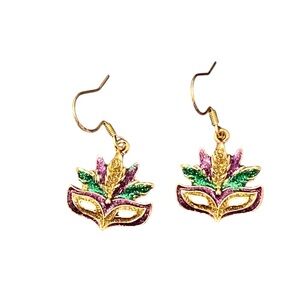 Mardi Gras Themed Mask Dangle Earrings